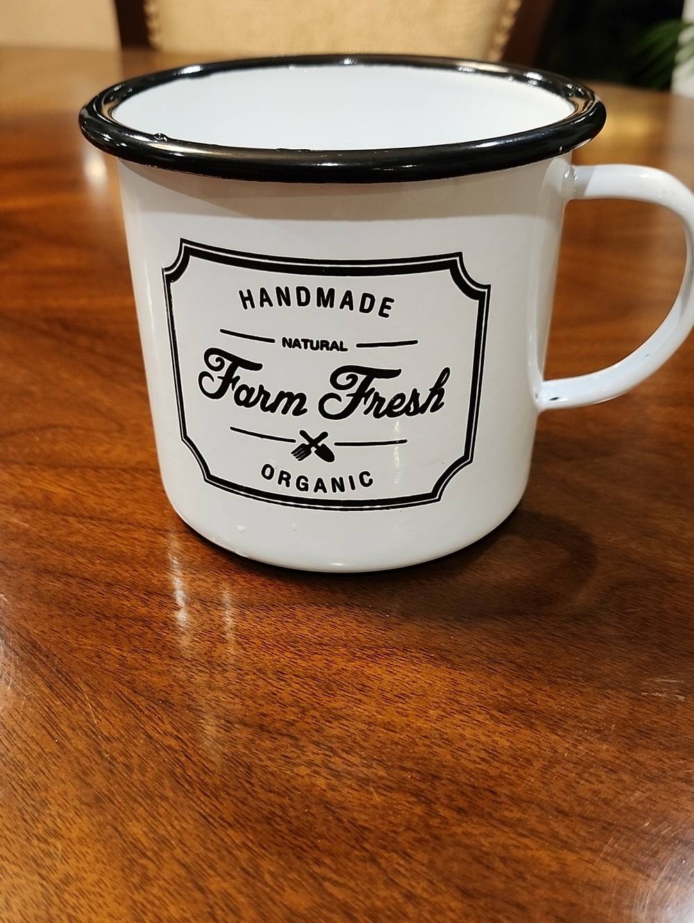 Farm Fresh Handmade Organic White Enamel Mug